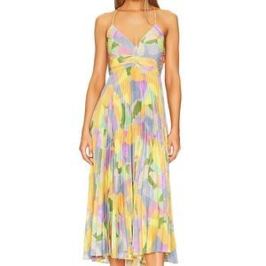 Astr Multicolor Pleated Midi Dress
